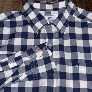 Southern Tide Sport Shirt Men's Large Blue White Check